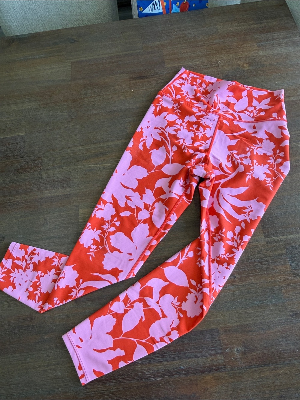 Women's Floral High-Waist Leggings - Pink & Red